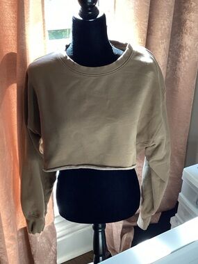 TNA Cropped Crewneck Sweatshirt - Olive Green